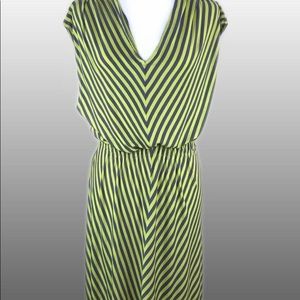 Green and Gray Striped Dress